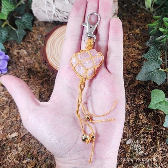 Raw Rose Quartz Crystal Keychain #16 - Picture 1 of 2
